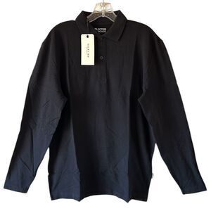 NEW Selected Homme Men's Black Polo Shirt